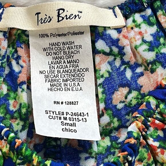 TRÈS BIEN MULTICOLOR DITSY FLORAL PRINT ELASTIC WAIST CULOTTES SHORTS SIZE S - Picture 3 of 7